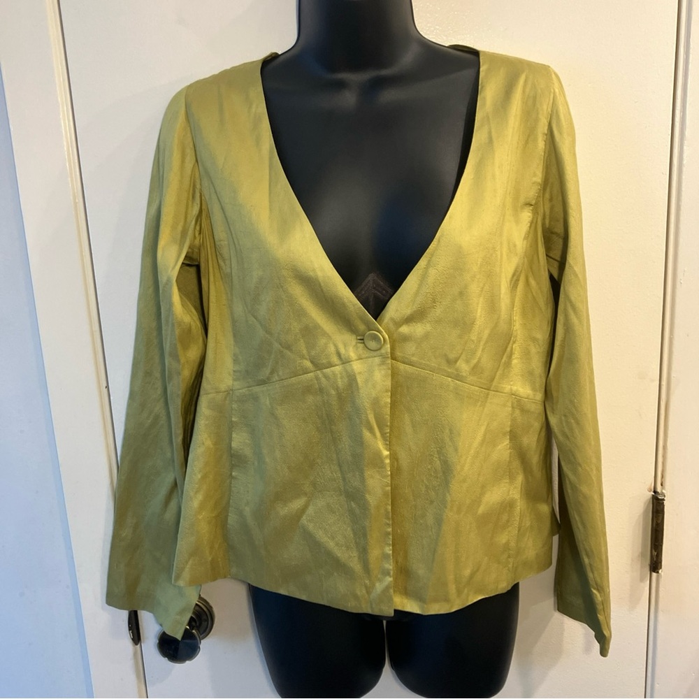 Eileen Fisher Silk Blazer Lime Green Size XS